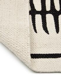 Handgewebter Baumwollteppich Rita in Beige/Schwarz mit dekorativen Quasten, Beige, Schwarz, B 70 x L 140 cm (Größe XS)