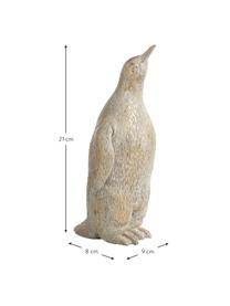 Handgefertigtes Deko-Objekt Penguin H 21 cm, Kunststoff, Beige, 9 x 21 cm