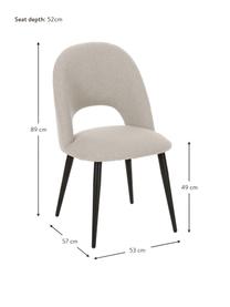 Gestoffeerde stoel Rachel in grijs, Bekleding: 100% polyester, Poten: gepoedercoat metaal, Geweven stof grijs, B 53 x D 57 cm