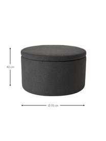 XL Polsterhocker Alida mit Stauraum, Bezug: 100% Polyester Der hochwe, Korpus: Sperrholz, Metall, Webstoff Dunkelgrau, Ø 70 x H 42 cm