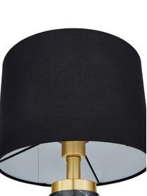 Glam-Tischlampe Miranda mit Marmorfuß, Lampenschirm: Textil, Lampenfuß: Marmor, Messing, gebürste, Weiß, Schwarzer Marmor, Ø 28 x H 48 cm