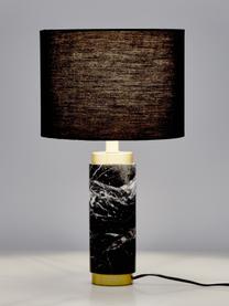 Stolová lampa s mramorovým podstavcom Miranda, Mosadzné odtiene, čierna mramorovaná, Ø 28 x V 48 cm