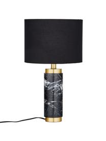 Lámpara de mesa de mármol Miranda, estilo glam, Pantalla: tela, Cable: plástico, Blanco, mármol negro, Ø 28 x Al 48 cm