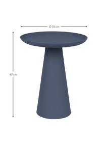 Tavolino rotondo in metallo blu scuro Ringar, Alluminio verniciato a polvere, Blu scuro opaco, Ø 35 x Alt. 42 cm