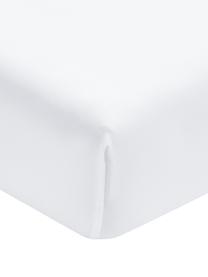 Drap-housse satin de coton bio blanc Premium, Blanc, larg. 160 x long. 200 cm