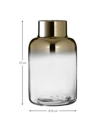 Mundgeblasene Glas-Vase Uma mit Gold-Schimmer, Glas, lackiert, Transparent, Goldfarben, Ø 16 x H 27 cm