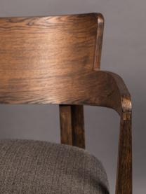Fauteuil lounge bois de chêne Duran, Brun foncé, gris, larg. 68 x prof. 66 cm