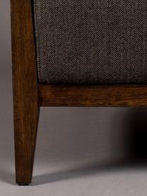 Fauteuil lounge bois de chêne Duran, Brun foncé, gris, larg. 68 x prof. 66 cm