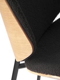 Houten stoelen Tamara met gestoffeerde bouclé zitting, 2 stuks, Bekleding: bouclé (100 % polyester), Zitvlak: multiplex met eiken, Poten: gepoedercoat metaal, Bouclé zwart, B 47 x D 60 cm