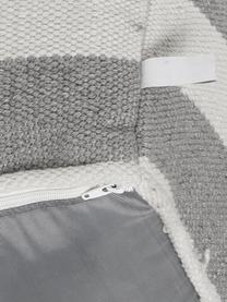 Gestreiftes Bodenkissen Lani in Grau, handgewebt, Bezug: 100% Polyester, recycelt, Grau, Ecru, B 63 x H 30 cm
