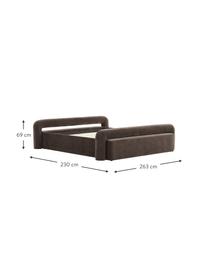 Polsterbett Komoro, Bezug: Polyester (Strukturstoff), Korpus: Massives Kiefernholz, Webstoff Dunkelbraun, B 180 x L 200 cm