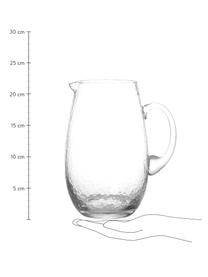 Großer mundgeblasener Krug Hammered mit gehämmerter Oberfläche, 2 L, Glas, mundgeblasen, Transparent, Ø 14 x H 22 cm, 2 L