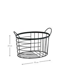 Skladovací koš Megan, Potažený kov, Černá, Š 35 cm, V 23 cm