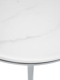 Table d'appoint ronde avec plateau en verre aspect marbre Antigua, Blanc aspect marbre, couleur chrome, Ø 45 x haut. 50 cm