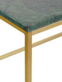 Stolik kawowy z marmuru Alys, Blat: marmur, Stelaż: metal malowany proszkowo, Zielony marmur, odcienie złotego, S 80 x W 40 cm