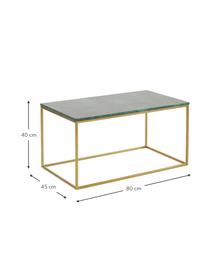 Marmor-Couchtisch Alys, Tischplatte: Marmor, Gestell: Metall, pulverbeschichtet, Grün, marmoriert, Goldfarben, B 80 x T 45 cm