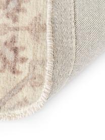 Laagpolig vloerkleed Rosalie met ornamenten, handgeweven, 100% wol, Beige, roze, B 120 x L 180 cm (maat S)