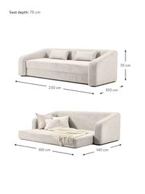 Canapé convertible 3 places Eliot, Tissu gris clair, larg. 230 x haut. 70 cm