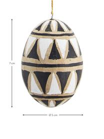 Ciondolo decorativo dipinto a mano Uova di Pasqua 3 pz, Cinturino: plastica, Beige, bianco, nero, dorato, Ø 5 x Alt. 7 cm