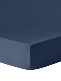 Lenzuolo con angoli topper in raso di cotone Comfort, Blu scuro, Larg. 90 x Lung. 200 cm