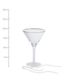 Martinigläser Chloe, 4 Stück, Glas, Transparent mit Goldrand, Ø 12 x H 19 cm