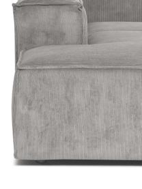 Modulares XL-Ecksofa Lennon aus Cord, Bezug: Cord (92% Polyester, 8% P, Gestell: Massives Kiefernholz, FSC, Füße: Kunststoff, Cord Grau, B 329 x H 68 cm, Eckteil links