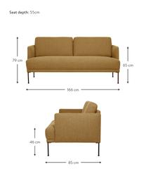Sofa Fluente (2-Sitzer) mit Metall-Füßen, Bezug: 100% Polyester 115.000 Sc, Gestell: Massives Kiefernholz, FSC, Füße: Metall, pulverbeschichtet, Webstoff Ockergelb, B 166 x T 85 cm