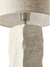 Lámpara de mesa grande de cemento Kiri, Pantalla: lino, Cable: plástico, Blanco crema, Ø 29 x Al 54 cm