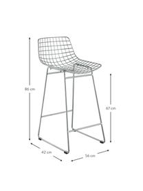 Kovová vysoká stolička Wire, Pochrómovaný kov, Chrómová, Š 56 x V 86 cm