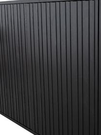 Enfilade 4 portes façade en bois de pin nervuré Avourio, Noir, larg. 200 x haut. 85 cm