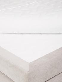 Letto boxspring in tessuto beige Oberon, Materasso: nucleo a 5 zone di molle , Piedini: materiale sintetico, Tessuto beige scuro, 160 x 200 cm, grado di durezza H2