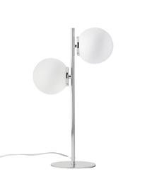 Tafellamp Atlanta van opaalglas, Wit, chroomkleurig, Ø 15 x H 45 cm