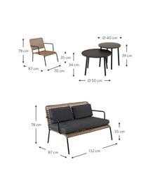Tuinmeubelset Paola, 5-delig, Zwart, beige, Set met verschillende formaten
