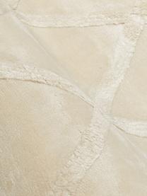 Handgetufteter Viskoseläufer Shiny in Creme mit Rautenmuster, Flor: 100% Viskose, Creme, 80 x 200 cm