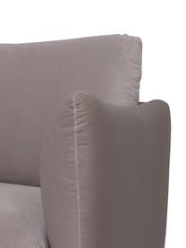 Canapé d'angle en velours et pieds en métal Moby, Velours taupe, larg. 280 x prof. 160 cm, méridienne à gauche