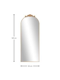 Specchio barocco pendente con cornice in metallo dorato Saida, Cornice: metallo rivestito, Superficie dello specchio: lastra di vetro, Dorato, Larg. 65 x Alt. 169 cm