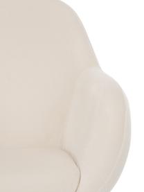 Sedia con braccioli in velluto Kassandra, Rivestimento: velluto (poliestere) 25.0, Gambe: metallo verniciato, Velluto bianco crema, Larg. 72 x Prof. 68 cm
