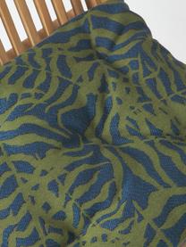 Cojín de asiento para exterior estampado jacquard Ortun, Funda: 100% poliacrílico tintado, Verde oscuro, azul oscuro, An 40 x L 40 cm