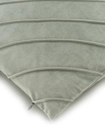 Housse de coussin en velours vert sauge Leyla, Velours (100 % polyester), Vert, larg. 40 x long. 40 cm