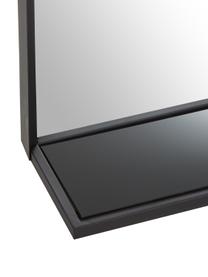 Wandspiegel Grisell mit schwarzem Metallrahmen und Ablagefläche, Rahmen: Metall, beschichtet, Ablagefläche: Glas, Spiegelfläche: Spiegelglas, Schwarz, 46 x 77 cm