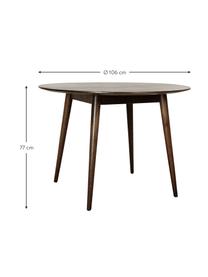 Mesa de comedor redonda de madera de mango Oscar, Madera de mango maciza pintada, Madera de mango barnizada, Ø 106 x Al 76 cm