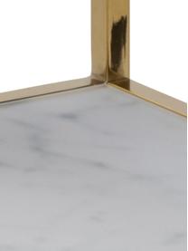 Beistelltisch Aruba mit marmorierter Glasplatte, Tischplatte: Sicherheitsglas, Metall, , Gestell: Metall, pulverbeschichtet, Weiß, Goldfarben, 40 x 51 cm