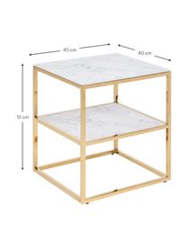 Mesa auxiliar Aruba, tablero de cristal en efecto mármol, Tablero: vidrio laminado, metal, e, Estructura: metal con pintura en polv, Aspecto mármol blanco, dorado, An 40 x Al 51 cm