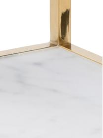 Bijzettafel Aruba met gemarmerde glazen tafelblad, Tafelblad: veiligheidsglas, metaal, , Frame: gepoedercoat metaal, Wit, goudkleurig, B 40 x H 51 cm