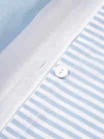Funda nórdica doble cara de algodón a rayas Lorena, Azul claro, blanco, Cama 90 cm (155 x 220 cm)