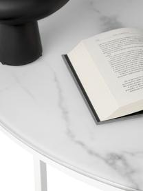 Table basse ronde XL avec plateau en verre aspect marbre Antigua, Blanc, Ø 100 x haut. 35 cm
