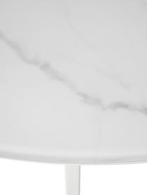Mesa de centro grande redonda Antigua, tablero de vidrio en aspecto mármol, Tablero: vidrio estampado con aspe, Estructura: acero con pintura en polv, Blanco, Ø 100 x Al 35 cm