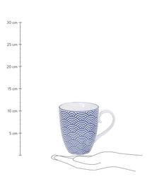 Tasse artisanale en porcelaine Nippon, 4 élém., Porcelaine, Bleu, blanc, Ø 9 x haut. 10 cm, 380 ml