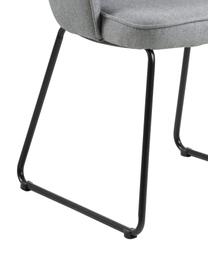Sedia con braccioli  Mitzie, Rivestimento: poliestere Con 25.000 cic, Gambe: metallo verniciato, Tessuto grigio chiaro, gambe nero, Larg. 57 x Prof. 59 cm