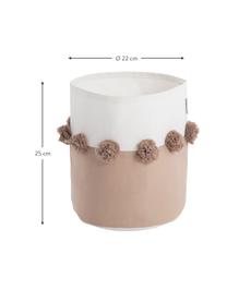Kosz do przechowywania z pomponami Seashell, 100% bawełna, Blady różowy, biały, Ø 22 x W 25 cm